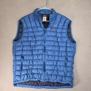 Patagonia Vest Mens XL Blue Quilted Insulated Puffer Zip Pockets